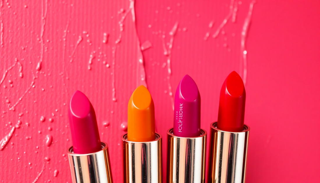Close-up of vibrant waterproof liquid lipsticks collection